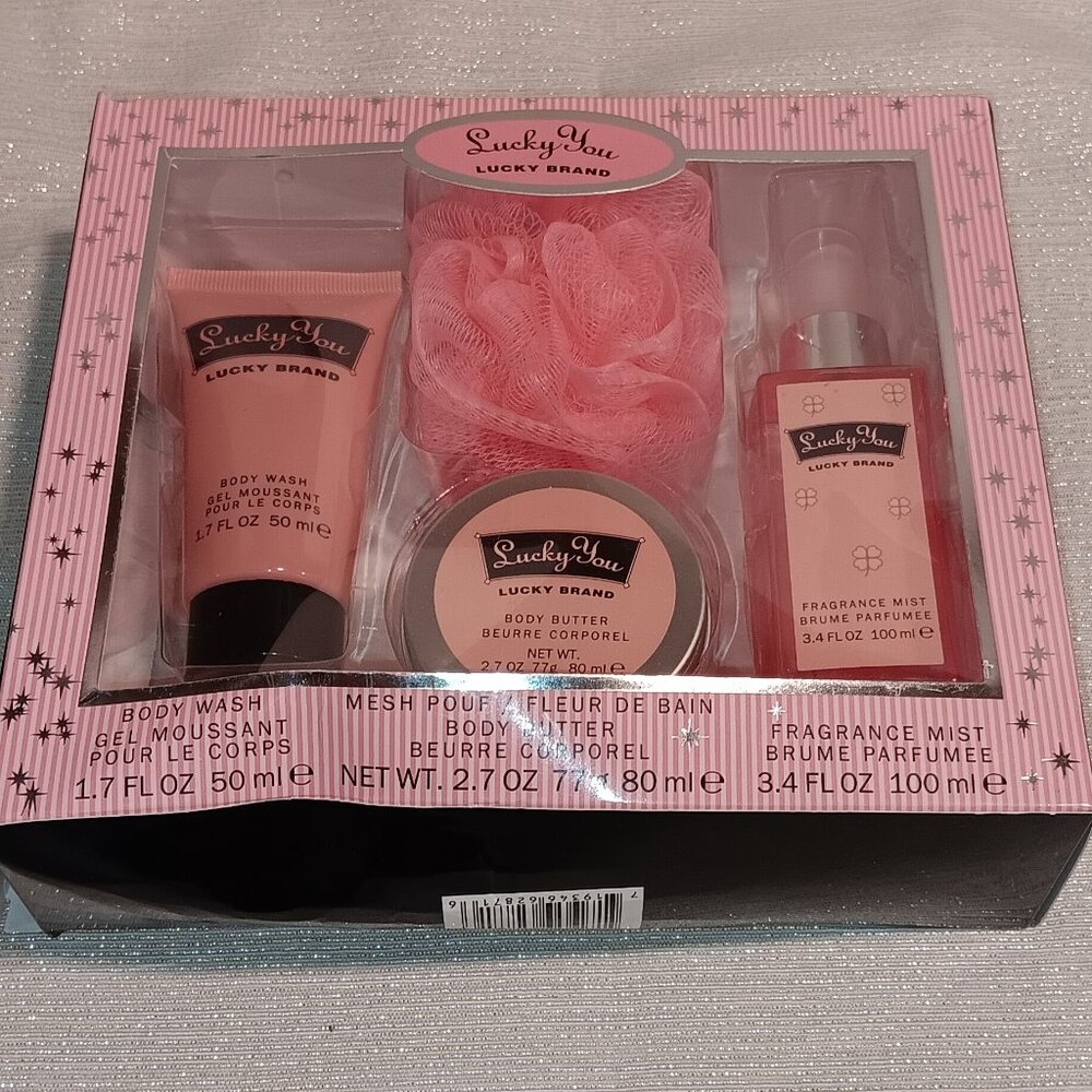 Lucky You By Lucky Brand 4 Pcs Gift Set Women's Fragrance Mist Body Butter Wash